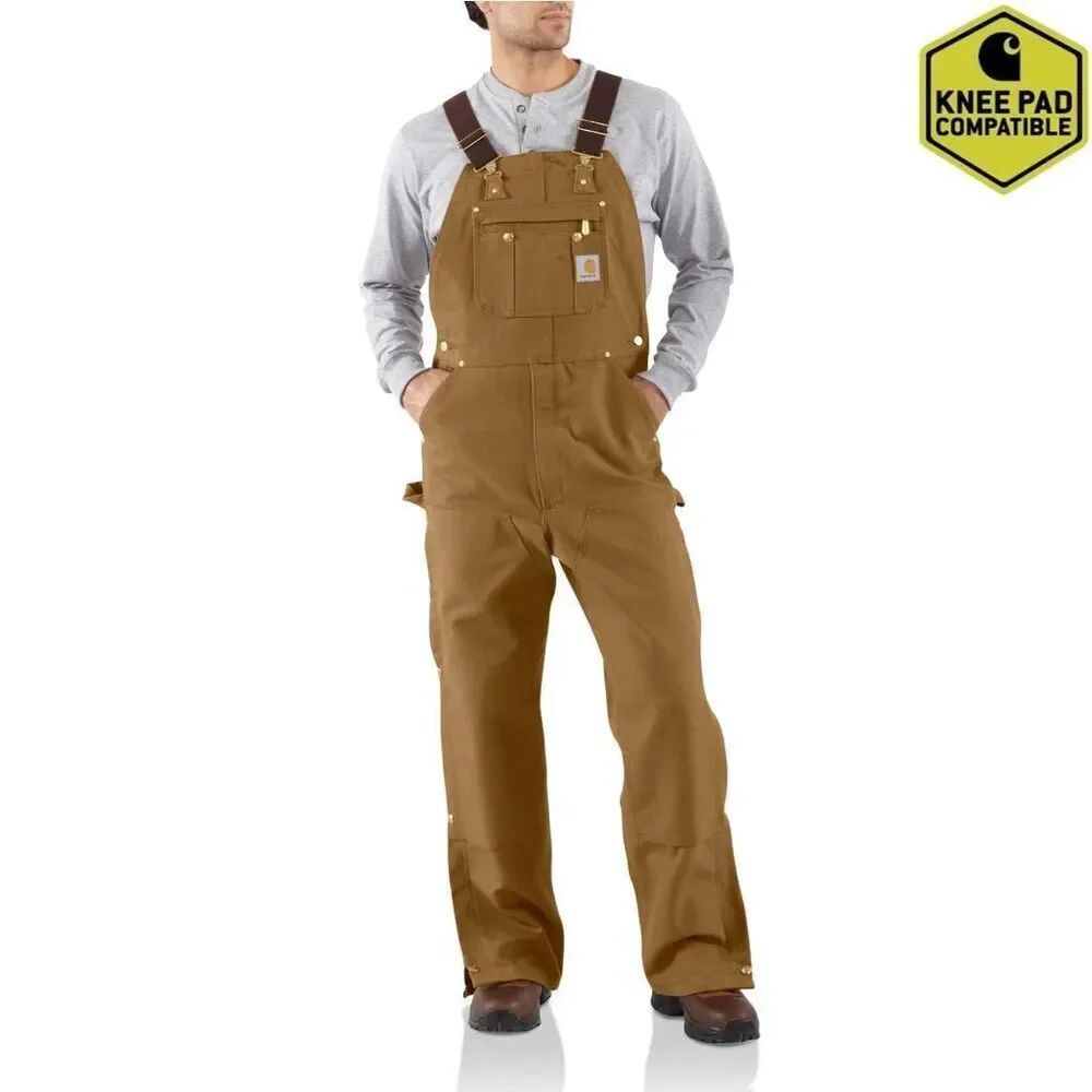 Carhartt Mens Duck Bib Overalls Sz 32x30 Brown Canvas Work Wear